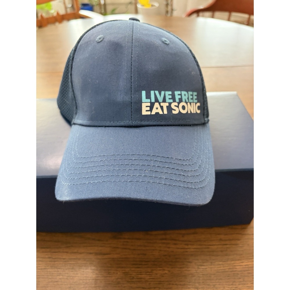 Sonic Drive In Live Free Eat Sonic Navy Trucker Hat SnapBack Cap One Size 2021